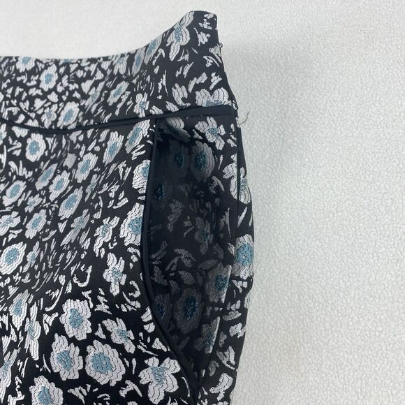 LOFT Mini Skirt Womens 12 Blue Floral Jacquard A-Line Pockets Workwear Casual - Picture 11 of 12